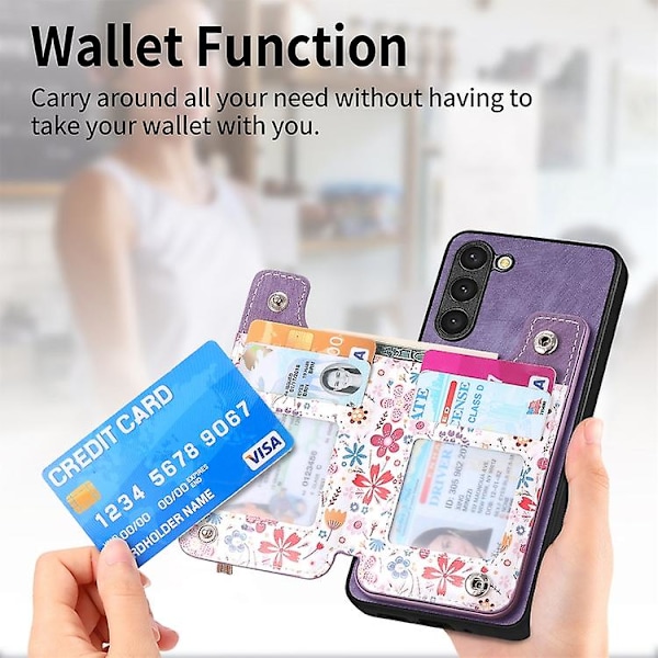 Samsung Galaxy S23+ 5g -retromaalattu vetoketjullinen lompakkokotelo Purple