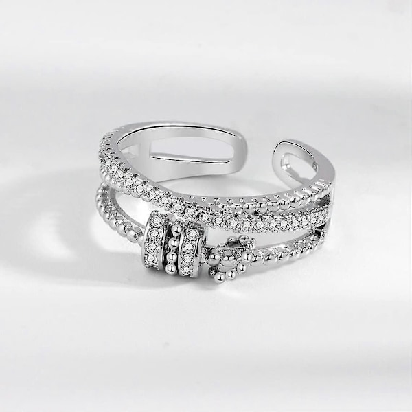 Till Min Dotter Fidget Ring För Ångest - Fidgetringar För Ångest För Kvinnor Justerbar Stackbar Ångestlindrande Regnbågsfidgetring Smycken Presenter silver