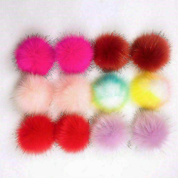 12 kpl/pakkaus 10 cm DIY Pompom-palloja Tekoturkispalloja Pompom-hattujen Tarvikkeisiin Uusi C