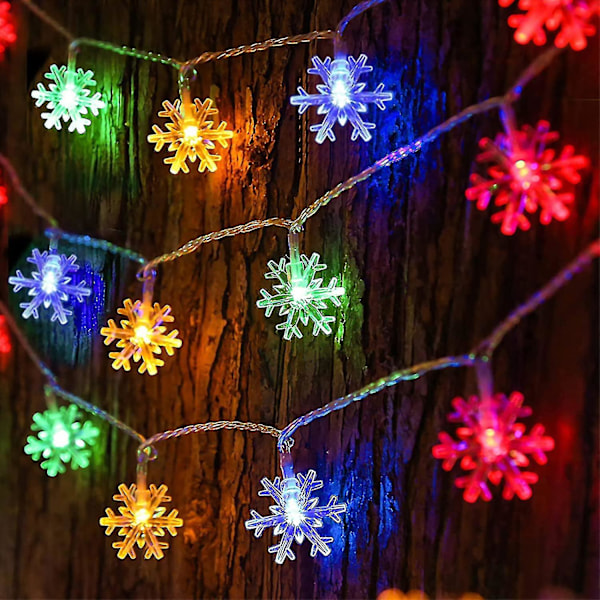 2-pack Julgransljus Snöflinga Fairy Lights 20ft 60 LED Batteri