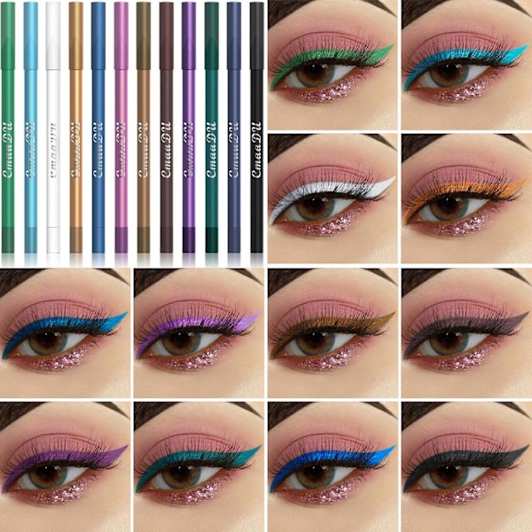 Bright Makeup 12 Color Eye Shadow Eyeliner Pen 100g GAO242177