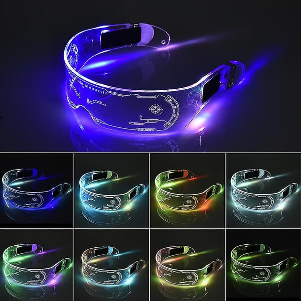 1/2/4 stk. Lysende farvebriller Led-briller El Wire Neon Light Up Visor multicoloured light