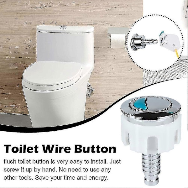 Toilet Trykknap Dobbelt Skyl Vandbesparende Krom Til Ideelle Cisterne Tank Dele round type silver
