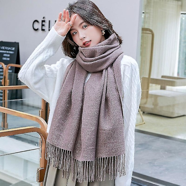 K Cashmir-Tofsar Dam Kepsår Halsduk Filt Wrap Sjal Stole Varm Mjuk Off white