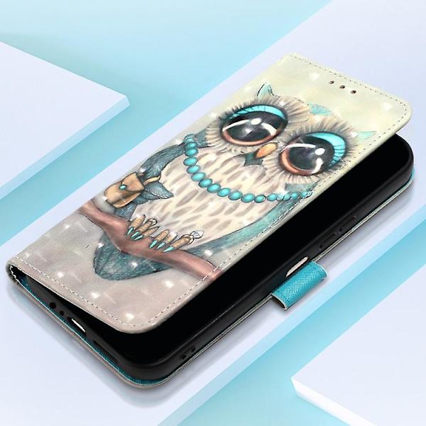 For Samsung Galaxy A05s 3D Maleri Vandret Flip Læder Mobiltelefon Etui Grey Owl