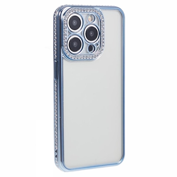 iPhone 14 Pro Max Telefonfodral med Rhinestones Dekor TPU Anti-Scratch Cover Baby Blue