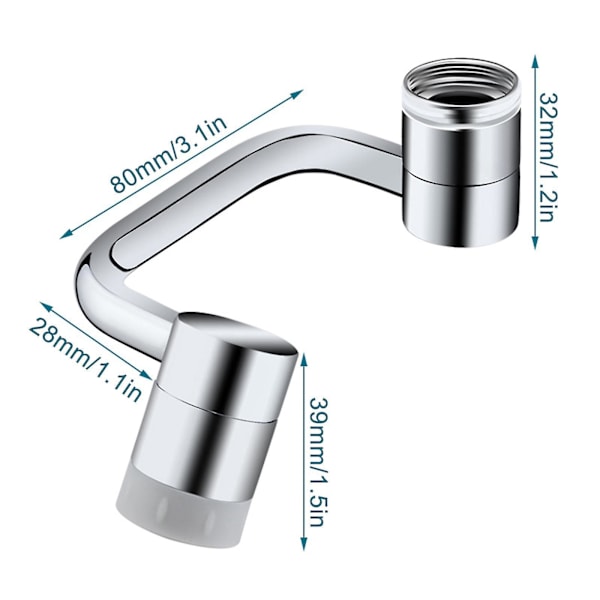 Universal 1080 Swivel Extension Faucet Aerator Rotate Robotic Arm Tap Extender Foldable Kitchen Sink Faucet C