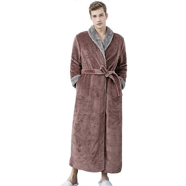 Flanel Pyjamas, Mænd og Kvinder Hættede Flanel Lange Morgenkåber, Vinter Morgenkåber M brown2