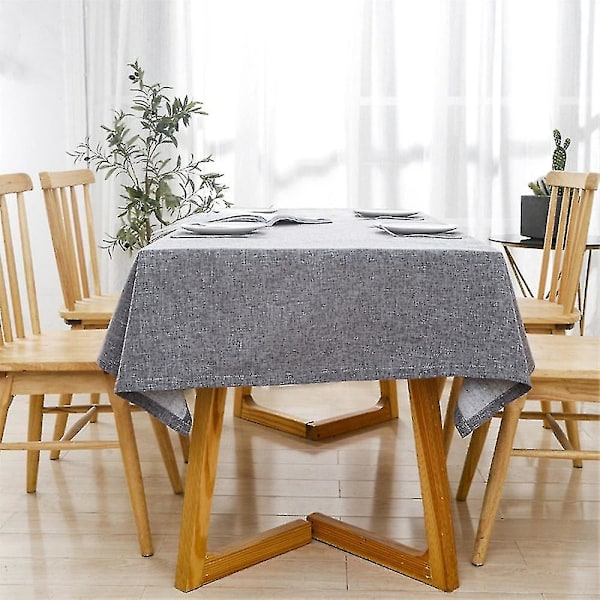 Bomullslinneduk Rektangulär Matsalsduk Överdrag Heminredning Dark Gray 140x200cm