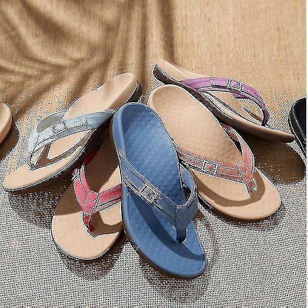 Vionic Thong Sandaler Med Spænde Dame Casual Skridsikker Flip-flop Strandsandal @ Blue 42