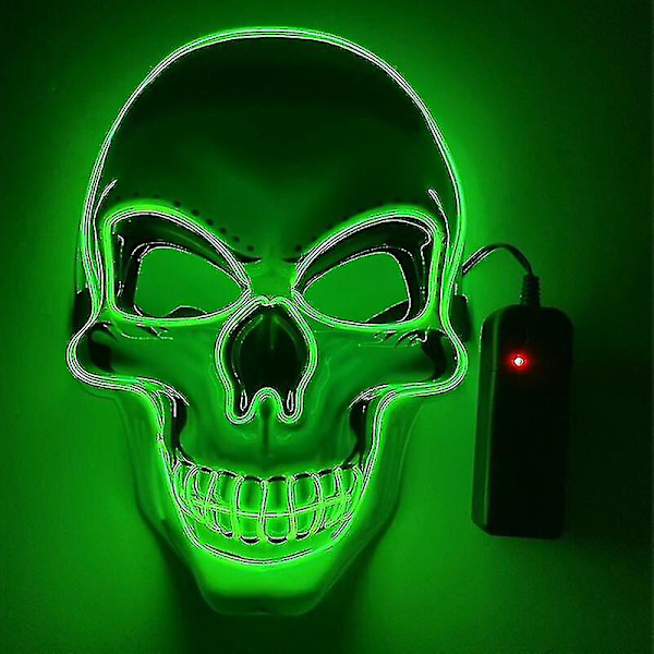 Halloween-maske med LED-lys, skumle kostymer, skremmende maske til festutstyr Green