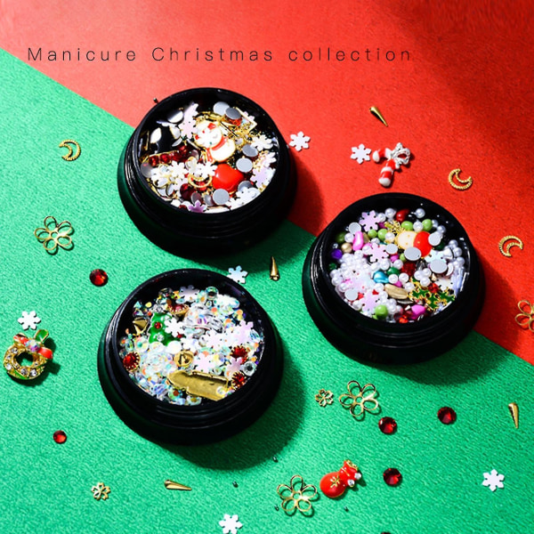 Blandet Nail Christmas Flake Fabelagtig 3d Effekter Farver Juleserie Negle Art Decoration Til Manicure_y B