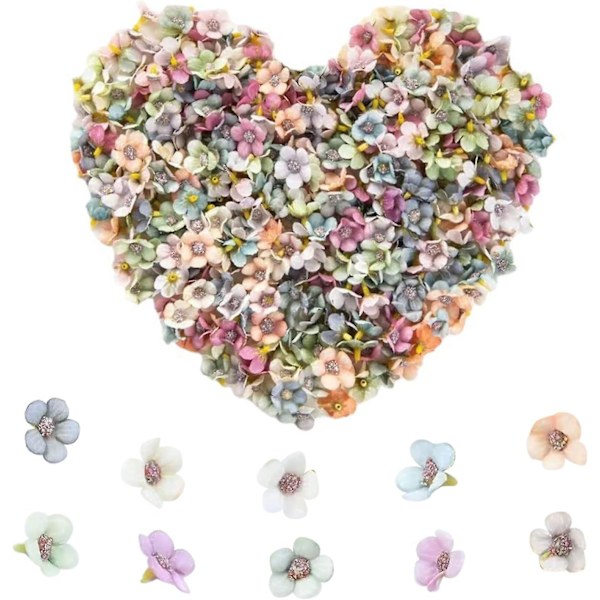Konstgjorda blomhuvuden, 100 st flerfärgade dekorativa konstgjorda prästkrageblommor huvuden Mini sidenblommor falska blommor huvuden för DIY hantverk krans bröllop