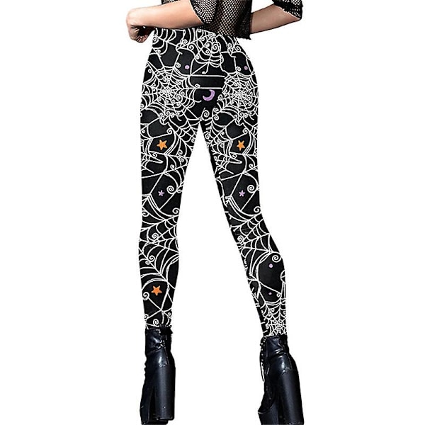 Dame Halloween Crossover Leggings Højtaljede Bløde Trykte Strømper COLOR 2 L