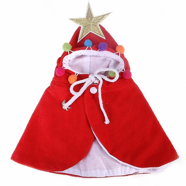 Pet Christmas Costume Puppy Xmas Cloak With Star And Pompoms Cat Santa Cape With Santa Hat Party Cosplay Dress