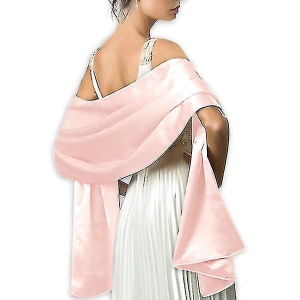Elegant Dam Satin Silkescarf Fest Sjal Bröllopsscarf pink