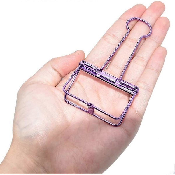 Ekstra store bindersclips, hul lang hale-clips 3,2 cm, flere farger, store papirklemmer for kontor- og skoleutstyr (10 stk.) (D-V2) purple