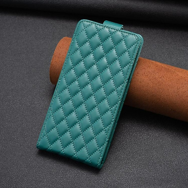 Mobiltelefonskal i läder med vertikalt flipp för Samsung Galaxy S22+ 5g Diamond Lattice Green