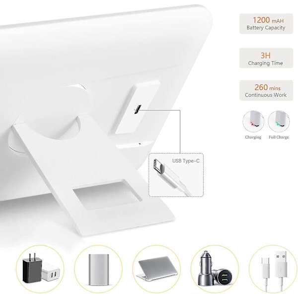 Makeup spejl med lys LED Type-c genopladelig