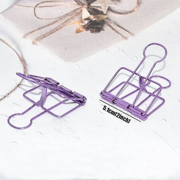 Ekstra store bindersclips, hul lang hale-clips 3,2 cm, flere farger, store papirklemmer for kontor- og skoleutstyr (10 stk.) (D-V2) purple