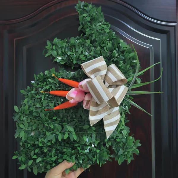Påskhare Krans Morot Blomma Söta Båge Simulering Växt Rotting Scen Layout Prydnad Plast Right