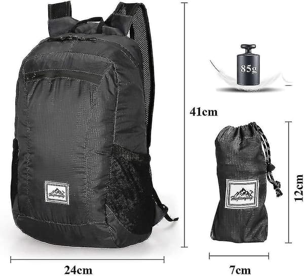 Ultralight Packable 20l Taitettava Matkareppu Black