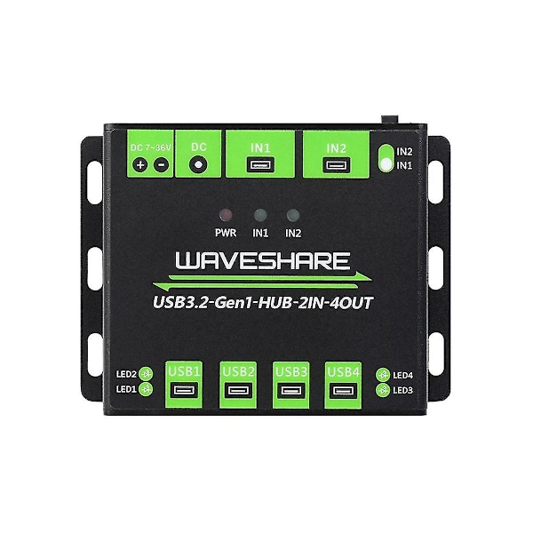 Industriell 4-vägs USB3.2 Gen 1 Hub 2-in-4-ut Dual Delad Slumpmässig Växling Flera Skyddskretsar