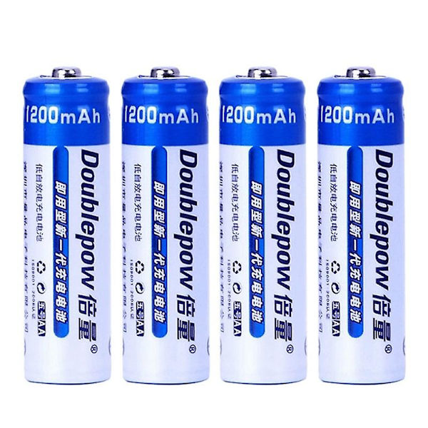 4 stk. 1,2V 1200mAh AA Ni-MH oppladbare batterier til fjernkontroll lommelykt elektronisk leketøy