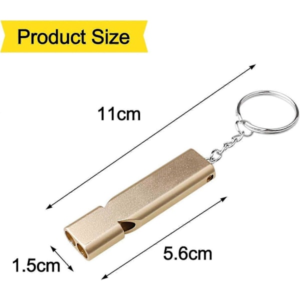 2-pack nödsignalvisselpipa - Guld Silver Dubbelrör Utomhus Överlevnadsvisselpipa