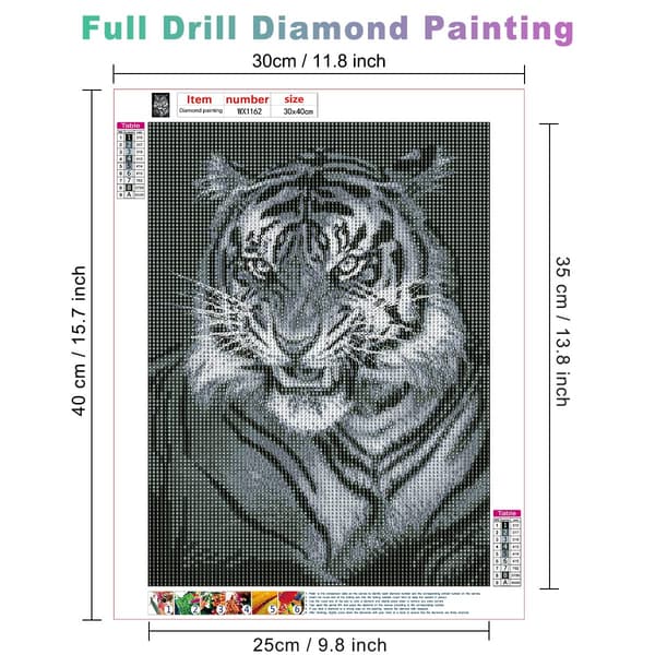 5D Diamantmålning Tiger Diamantmålning DIY Diamantkit 30x40cm