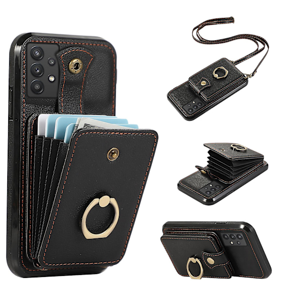 Samsung Galaxy A33 5g Fodral TPU+PU Läder Kortficka Stativ Baksida Black