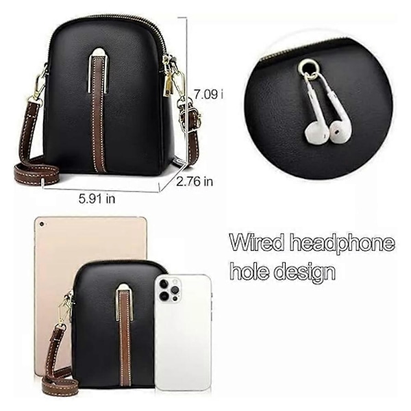 Liten Crossbody-väska i Läder, Mobilväska, Mini Handväska att Hänga Över Axeln red