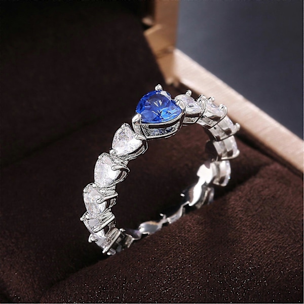 Mode smycken för kvinnor Blå Kärlek Diamantring Smyckesgåva för kvinnor No. 9
