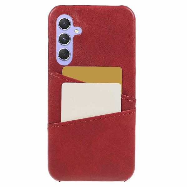For Samsung Galaxy S24 deksel Anti-Drop PU+PC telefondeksel med 2 kortspor Red