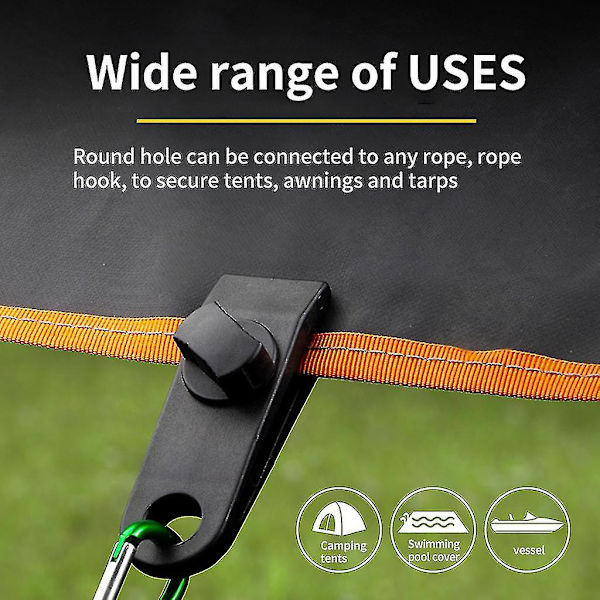 12 st Tarp-klämmor + Aluminium D-ring Karabiner Camping Markis Tältklämmor Tält Spänn Lås Grepp för Utomhus