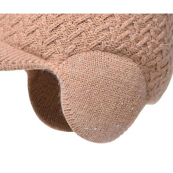 Vintermössa Varm Öronlapp Mössa Stickad Mössa Vintermössa Pink