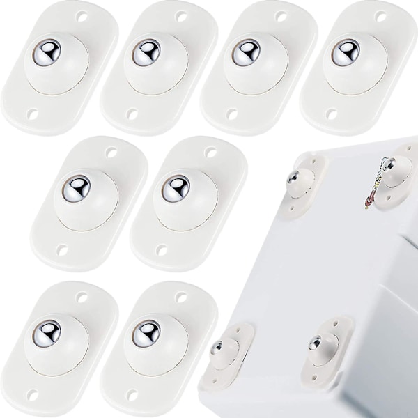 8 stk Selvklebende Hjul 360 Graders Rotasjon Rustfritt Stål Mini Svinghjul for Oppbevaringsboks Møbler White
