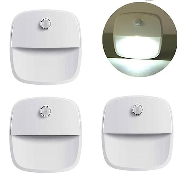1/3stk Bevegelsessensor Lys LED Nattlys White light x3