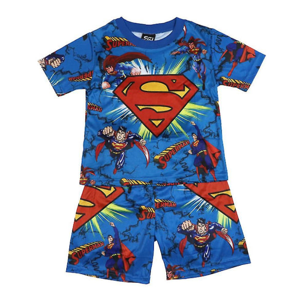 Avengers Kids Boys Verryttelypuku T-paita Topit + Shortsit Set Kesäasut Yöpuvut Pyjamat D Blue 5-6 Years