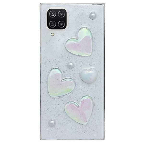 For Samsung Galaxy A12 Kærlighed Epoxy TPU Beskyttelsesetui Transparent