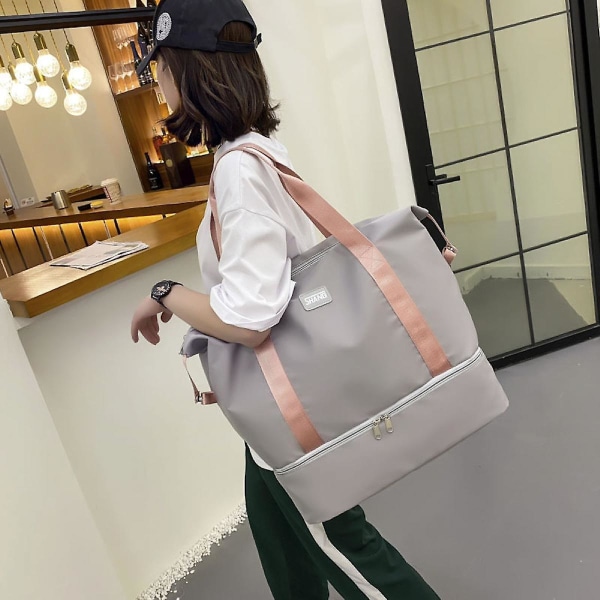 Travel Bag Large Capacity Luggage Wet And Dry Separation Hand Luggage Travel Bag Shoulder Shopping Bag Sports Bags Grey