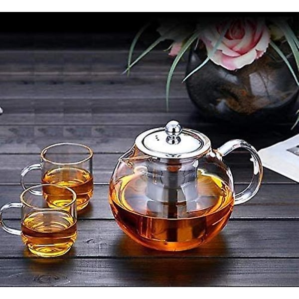 Glass Teapot With Removable Infuser, Safe Kettle, Blooming And Loose Leaf Tea Maker Set