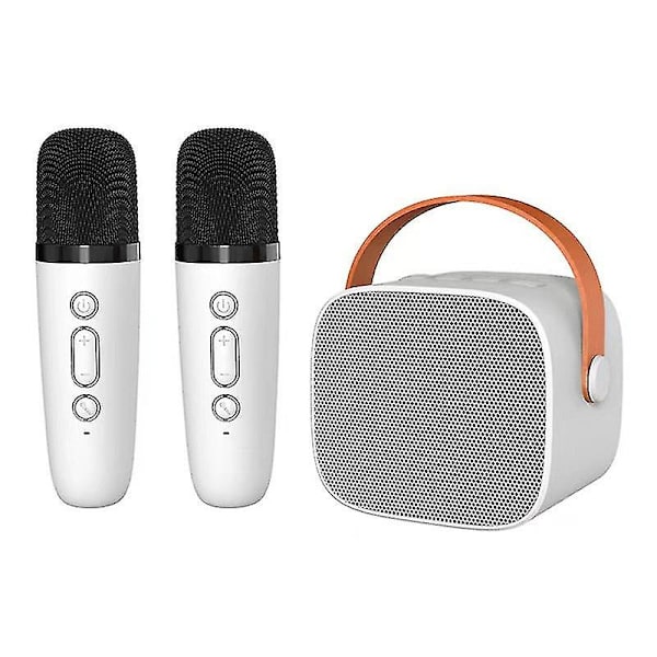 Mini Karaoke Maskine Til Børn Og Voksne, Alt-i-én Karaoke Maskine Med 2 Mikrofoner White