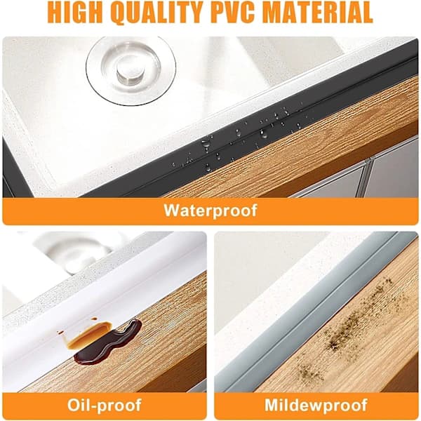 Baderomsforseglingslist, 3,2m * 3,8cm selvklebende forseglingslist, selvklebende PVC-forseglingstape, hvit.