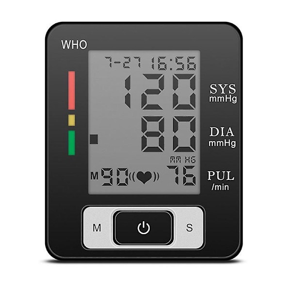 Blodtrykksmåler for håndleddet, automatisk, stor LCD-skjerm, justerbar mansjett, automatisk dobbel 99 leseminner, automatisk digitalt blodtrykksapparat for hjemmebruk WITH Voice broadcast
