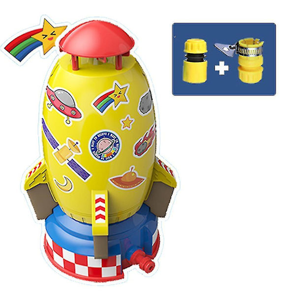 Raket Vattenleksaker för Barn Sprinkler Raket Launcher, Sommar Trädgård Utomhus Vattenspray Leksaker Stänkande Kul Leksaker Gåvor Yellow