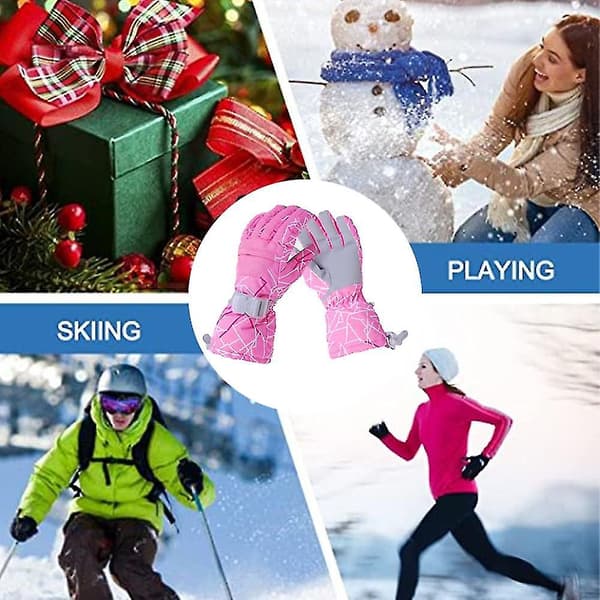 Skihandsker Vandtætte Isoleret, Snehandsker Snowboarding, Vinter Skihandsker Pink