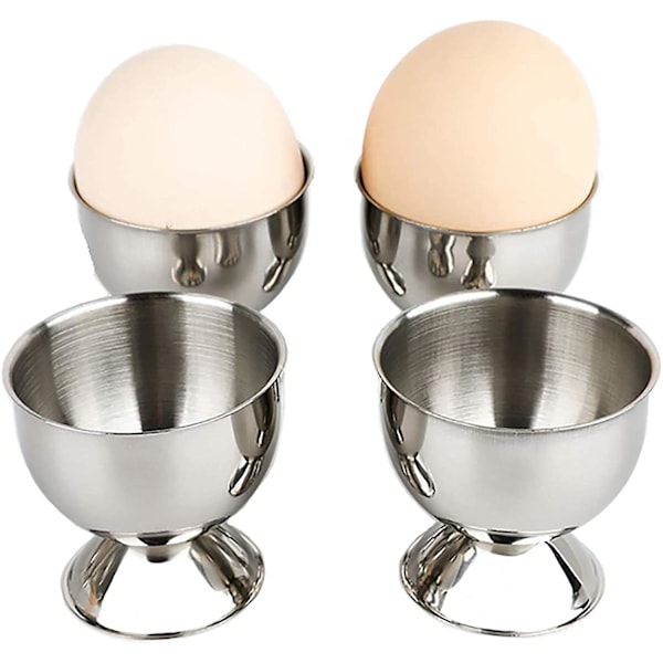 4 stk. eggekopper i rustfritt stål
