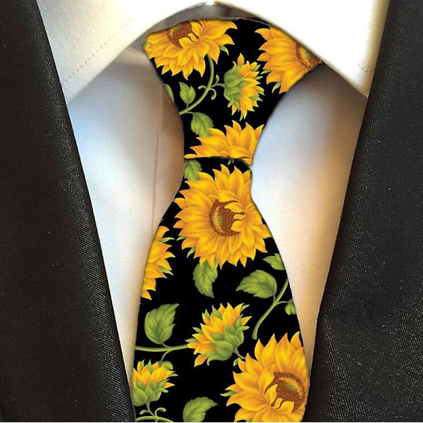 Solsikke Print Slips Mænd | Solsikke Tilbehør | Nylon Bryllup Halsbind - Mode style10