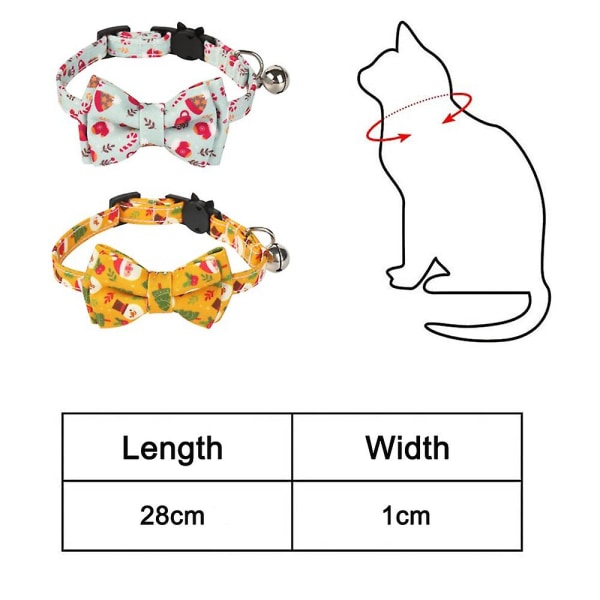 2 Pack/set Christmas Cat Collar Breakaway With Cute Bow Tie And Bell For Adjustable Safety Pet Supplies